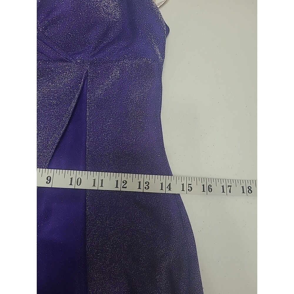 De Laru Dress Womens Size 9 10 Long Purple Metallic Spaghetti Strap Dress - Picture 6 of 8